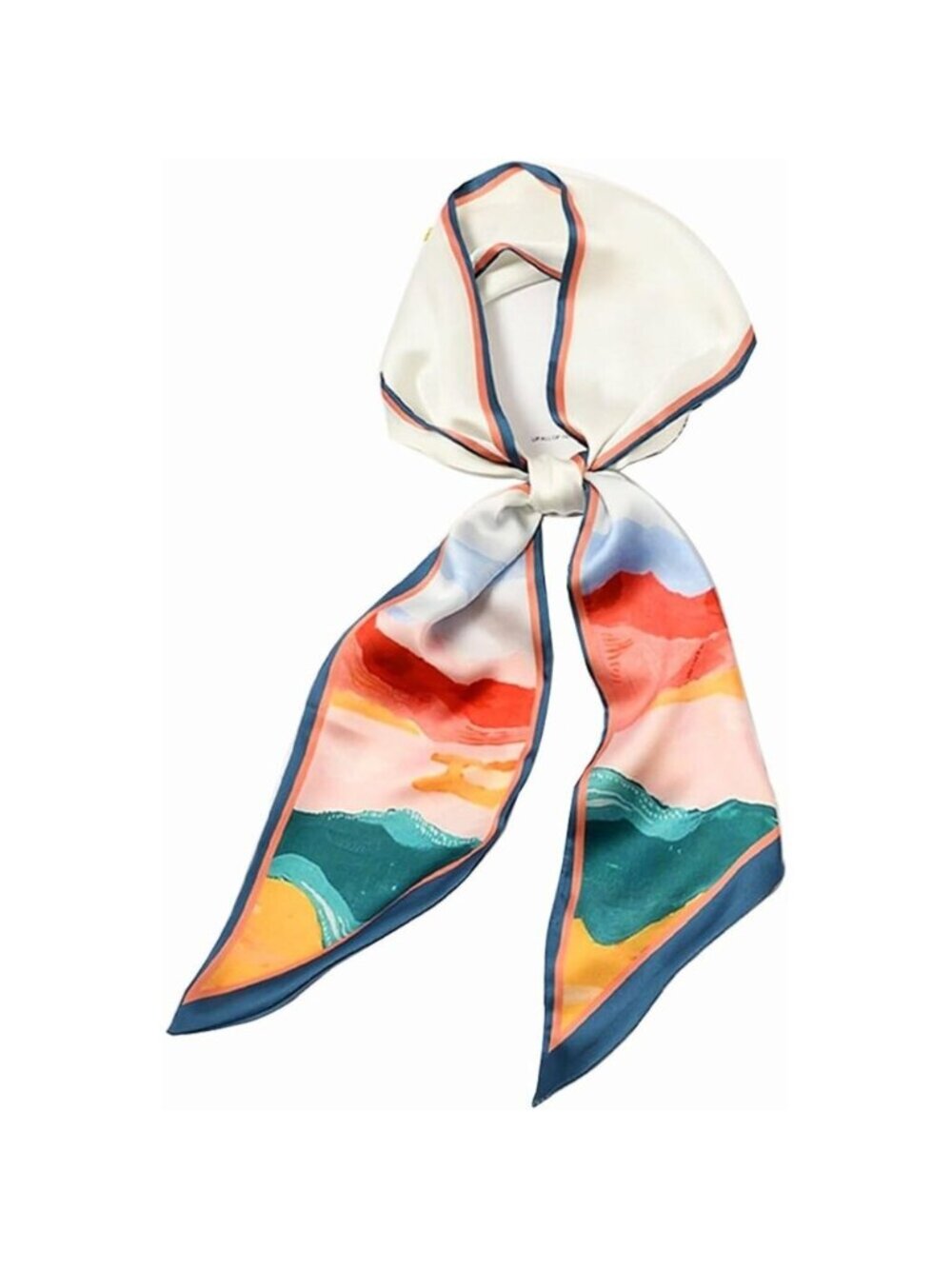 Women's Iridescent White Fashion Oblique Angle Silk Neck Scarf Printed Scarves